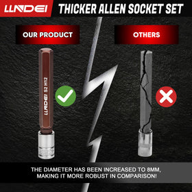 LLNDEI 3/8 inch drive Allen socket designed for hard-to-reach fasteners.