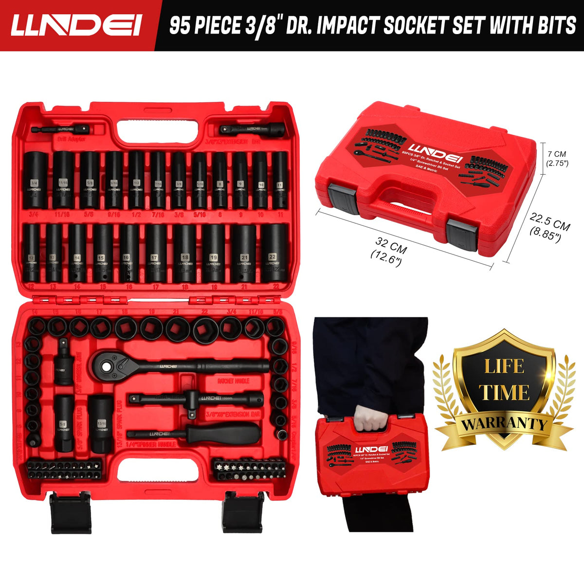 LLNDEI metric and SAE sockets organized for easy selection during projects.