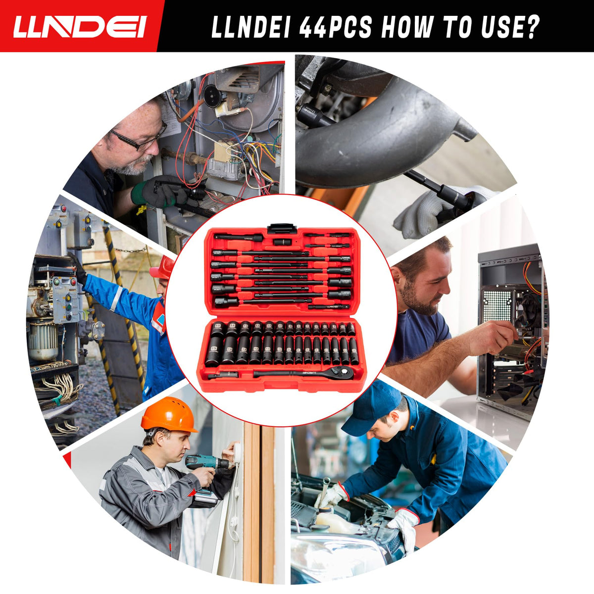 LLNDEI magnetic nut driver in metric sizes 6–14mm