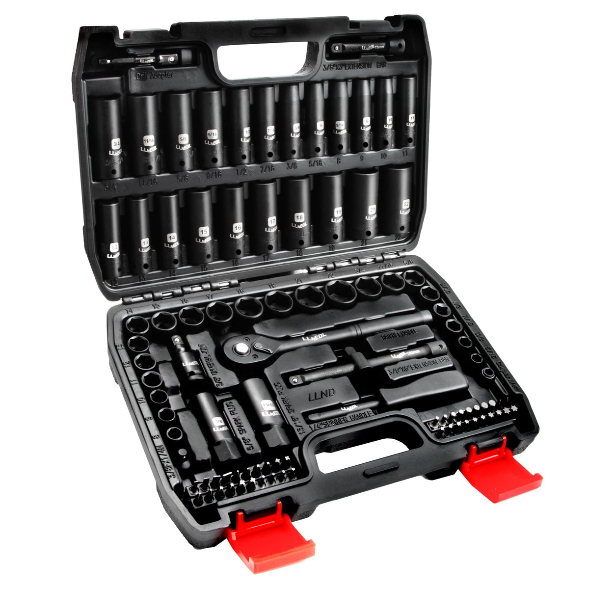 LLNEDL impact socket set 3/8 drive full kit for versatile repairs