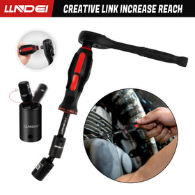 LLNDEI 1/4-inch universal joint adds flexibility for awkward angles.