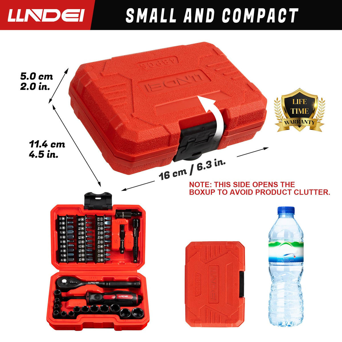 LLNDEI 3-inch extension bar extends reach for recessed fasteners.