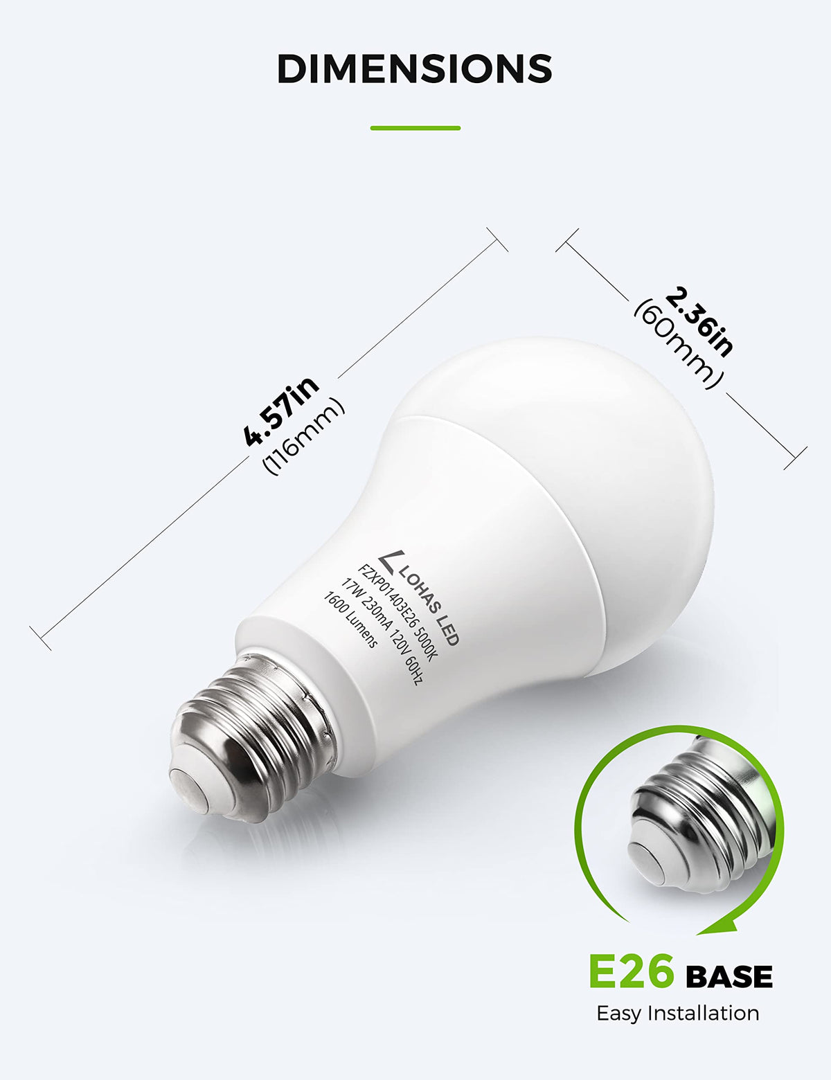 L LOHAS LED A19 with E26 base for quick swaps