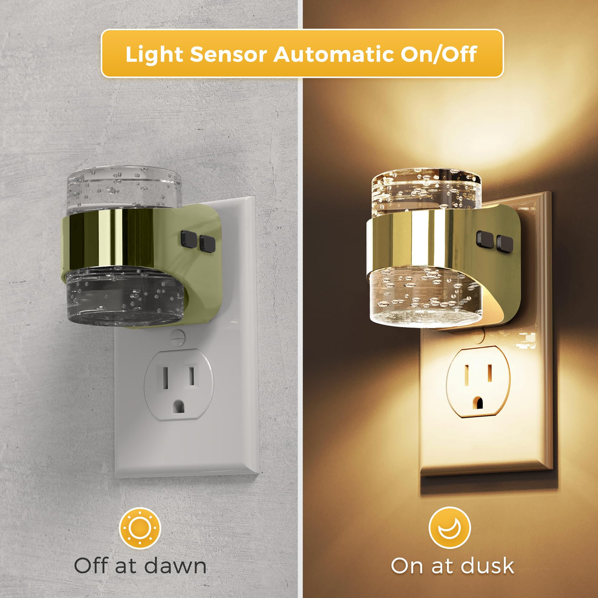 L LOHAS LED bubble night light angled view for hallways and living spaces.
