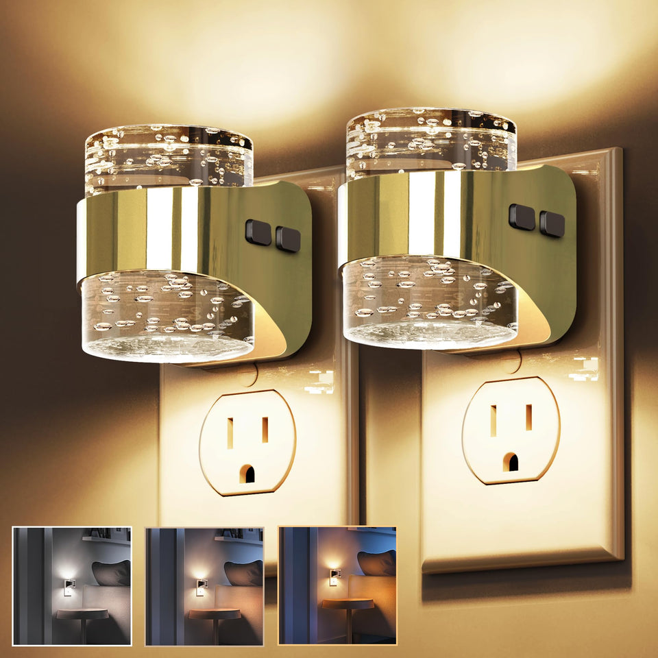 L LOHAS LED bubble night light front view with warm glow for bedrooms.