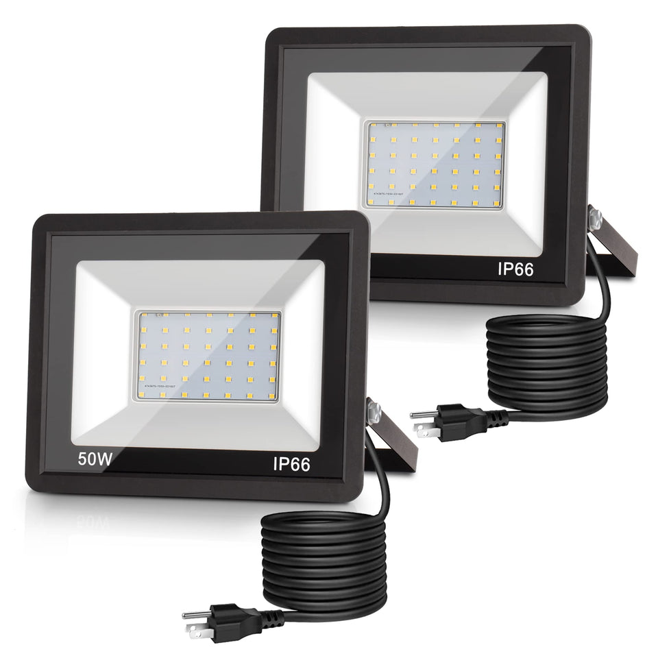 L LOHAS LED dusk-to-dawn floodlight mounted outdoors on a wall for automatic lighting