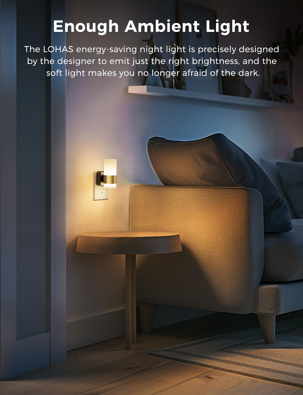 Close-up of dusk to dawn sensor on L LOHAS LED night light