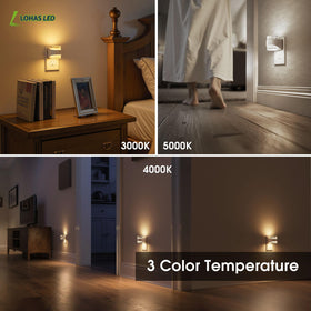 L LOHAS LED compact plug-in design saves space in bathrooms and hallways.