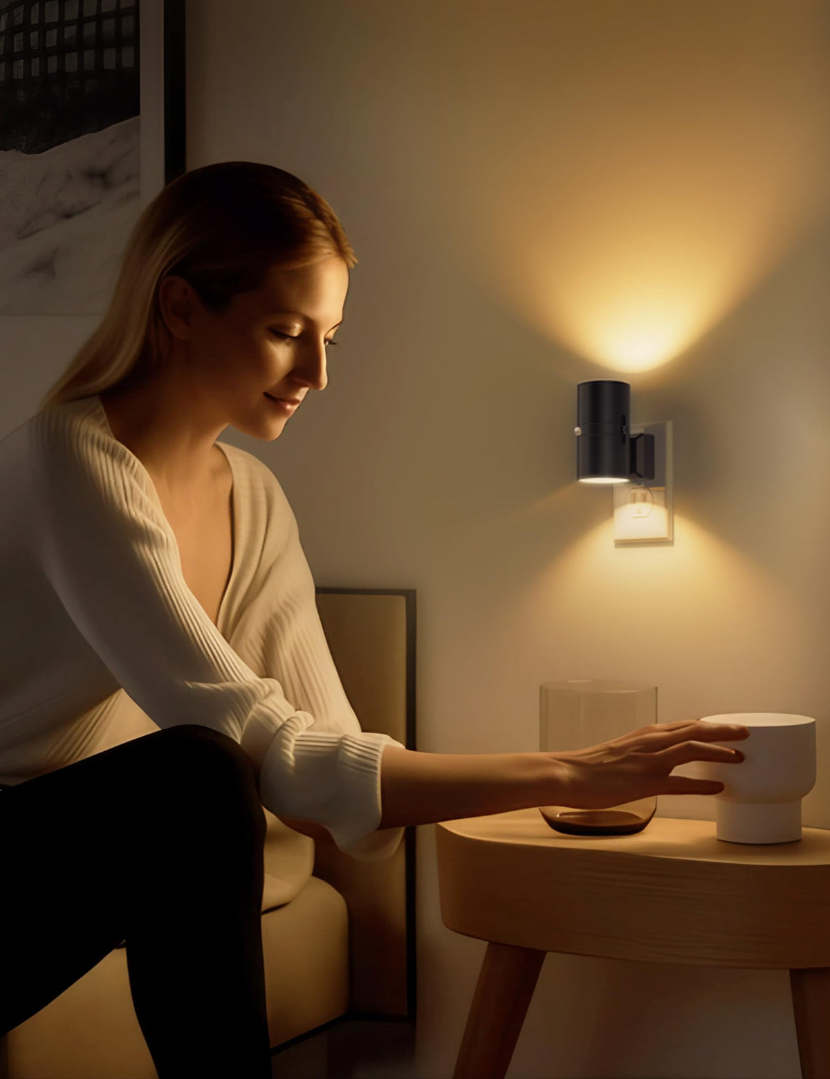 L LOHAS LED bedroom night light, soft glow for late-night tasks.