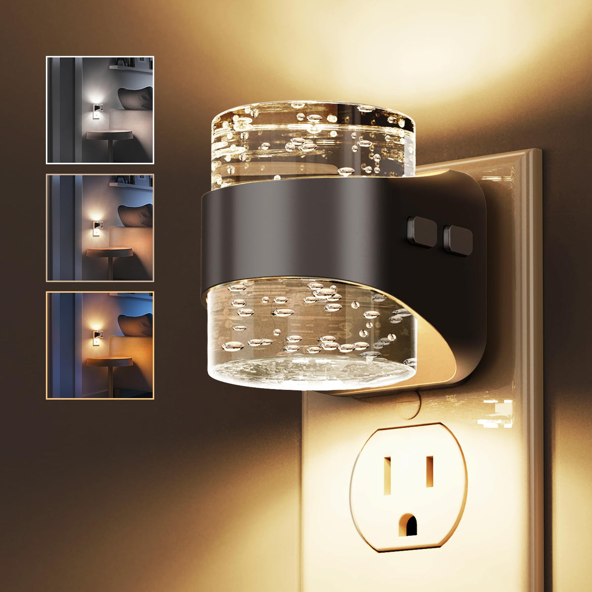 L LOHAS LED bubble night light front view shows soft ambient glow for bedrooms