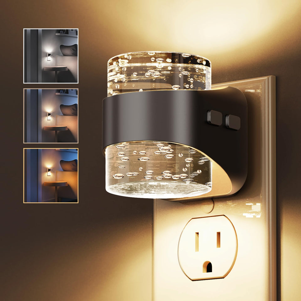L LOHAS LED bubble night light front view shows soft ambient glow for bedrooms