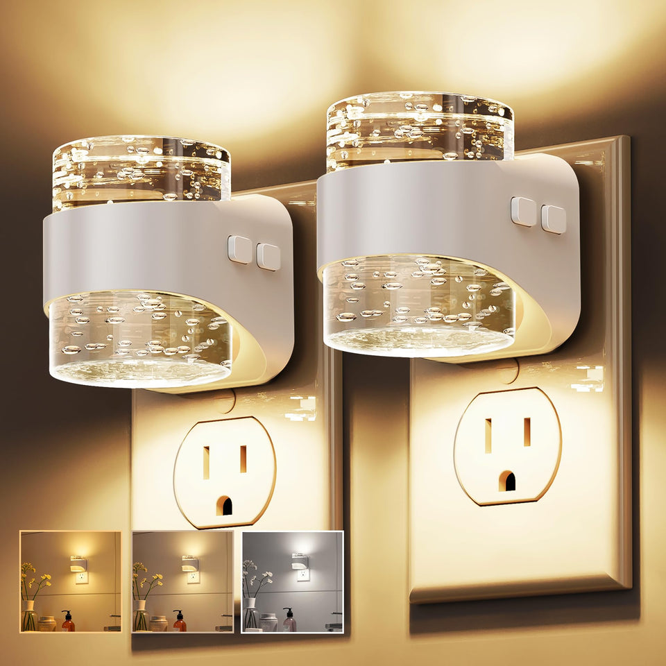 L LOHAS LED night light bubble front view with soft upward glow for bedrooms and hallways.