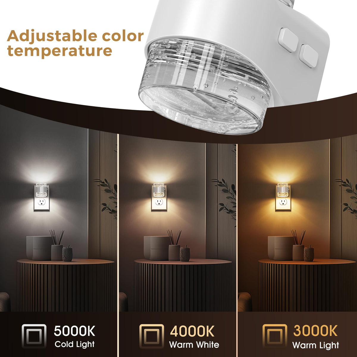 L LOHAS LED bubble night light evenly glows upward and downward for ambient hallways.
