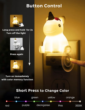 Color changing night light with multiple modes for mood lighting.