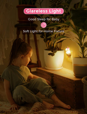 Kid-friendly night light enhances nursery or playroom decor.