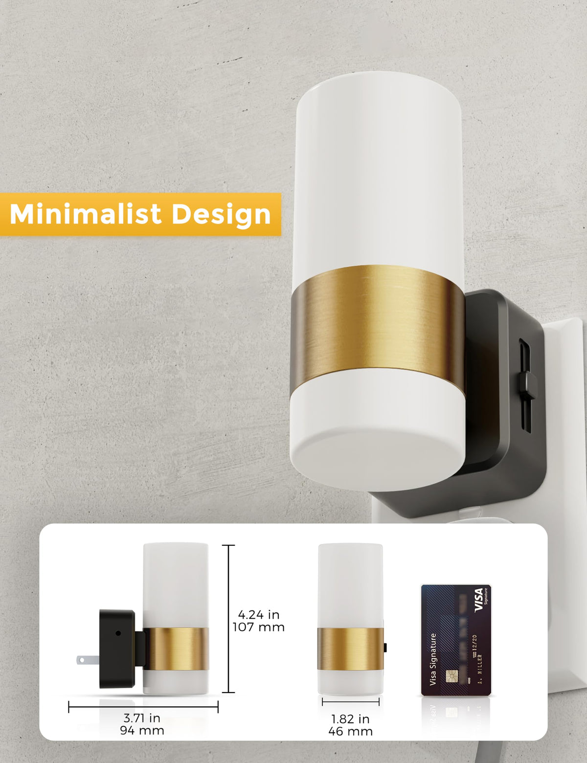 L LOHAS LED night light mounted on wall in living room