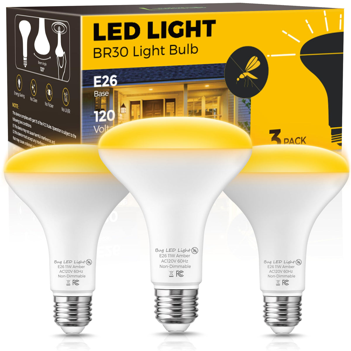L LOHAS LED yellow bug light bulb for porch delivers amber glow.