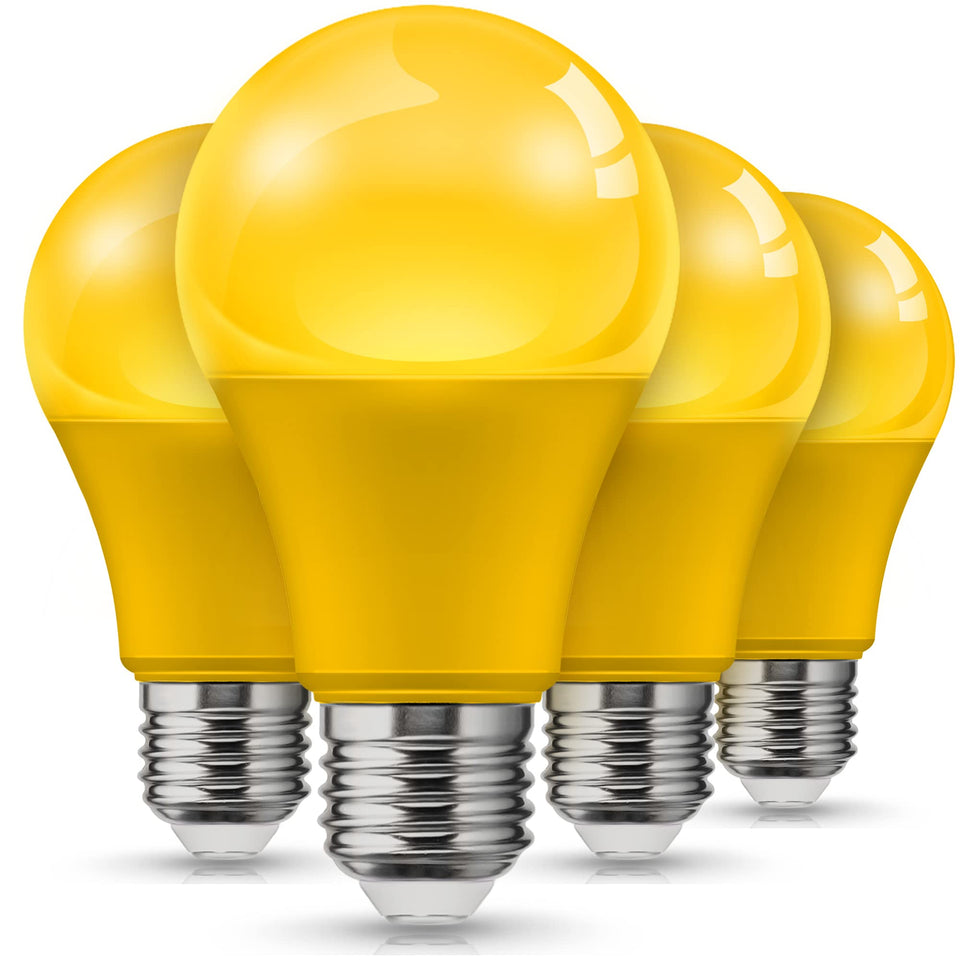 L LOHAS LED yellow bug light on a porch creates a warm, inviting ambiance.