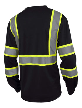 L&amp;M Hi Vis Class 3 T-Shirt back view with full reflective striping for high visibility.