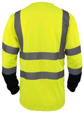 L&M Hi Vis Class 3 T Shirt left chest pocket for quick on site storage.