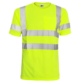 L&M Hi-Vis T Shirt lime front view with moisture-wicking fabric and visibility features