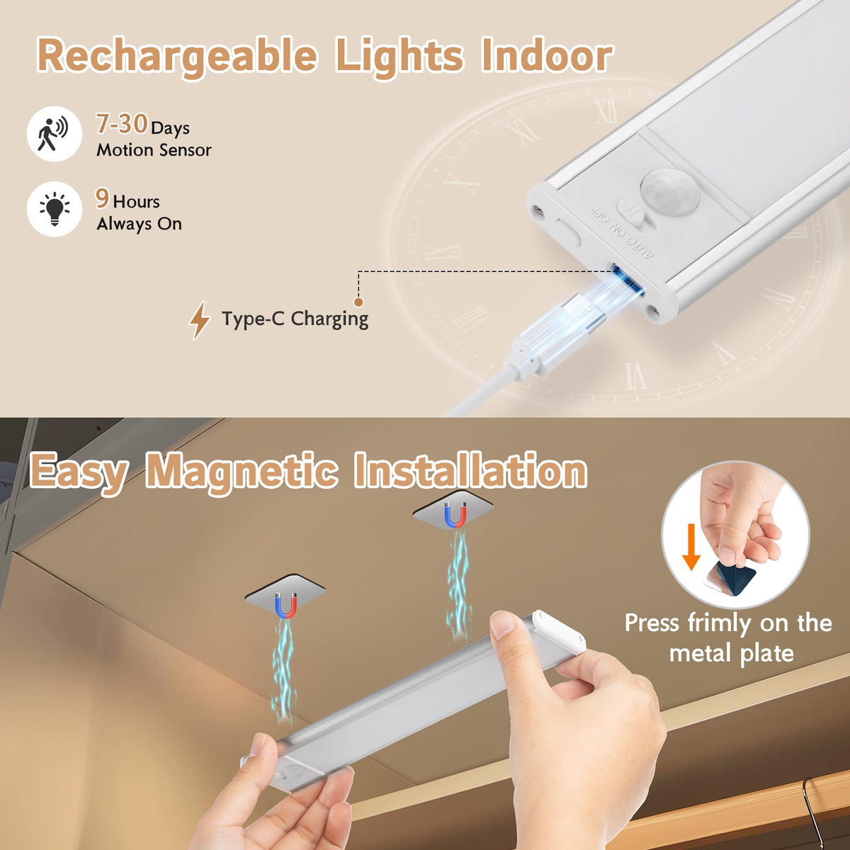 LNRYY magnetic installation lets you place anywhere on metal surfaces.