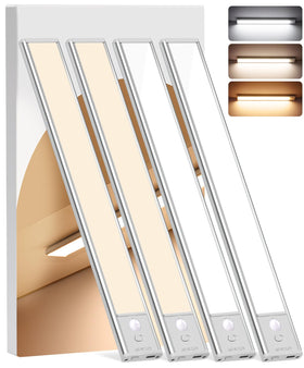 LNRYY under-cabinet light with motion sensor lights up stair and counter areas.