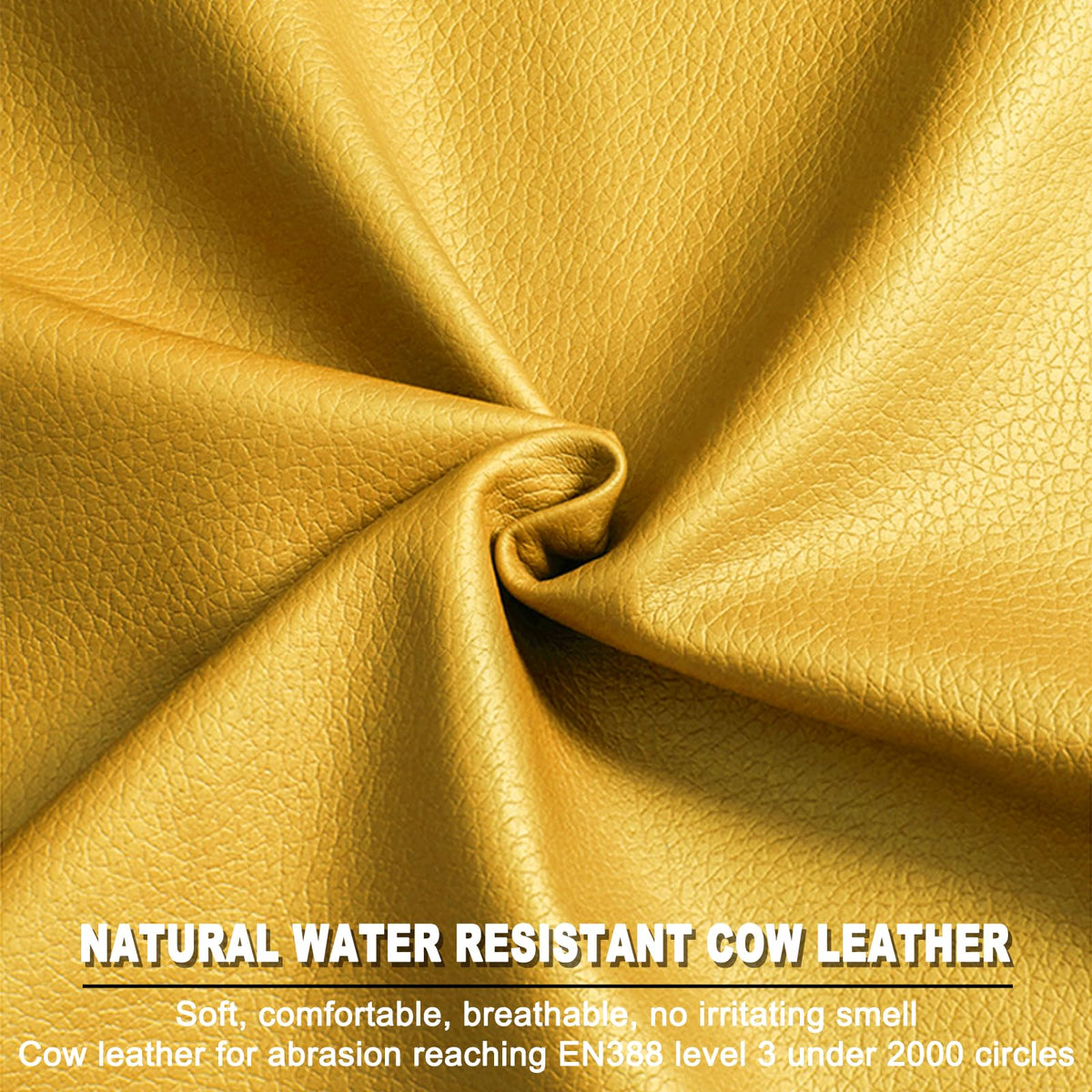 LOCCEF cowhide leather gloves closeup texture shows soft, sturdy feel for tough jobs.