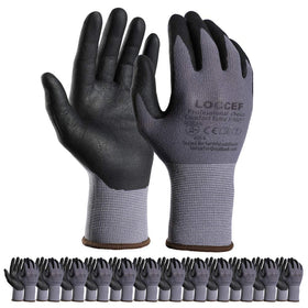 LOCCEF safety gloves microfoam-nitrile coating closeup with secure grip.