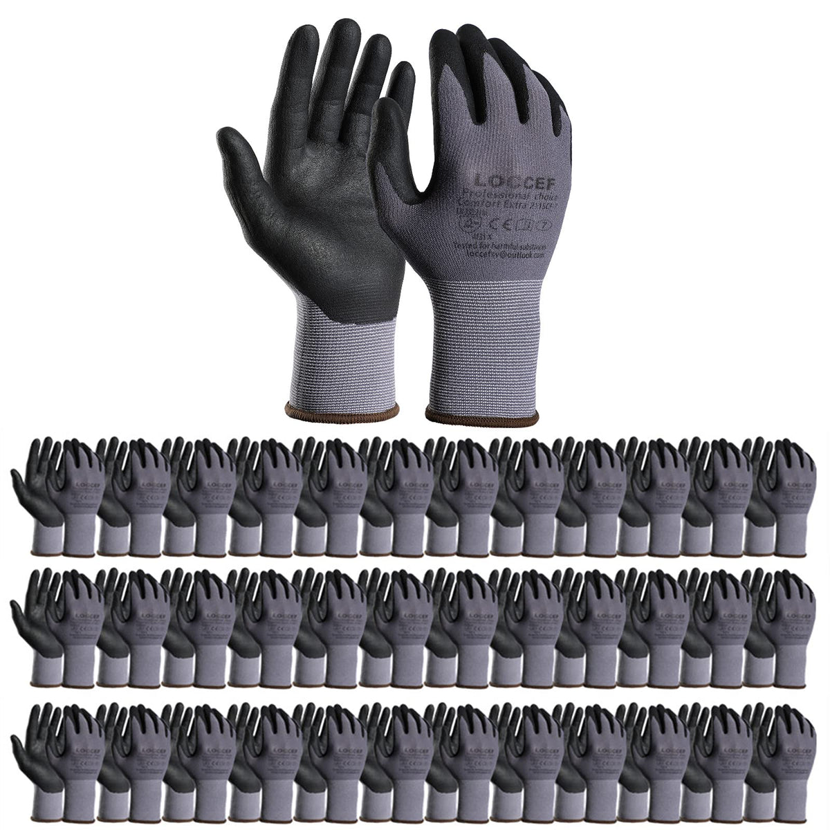 LOCCEF safety work gloves with micro-foam nitrile coating for reliable grip in light oil tasks.
