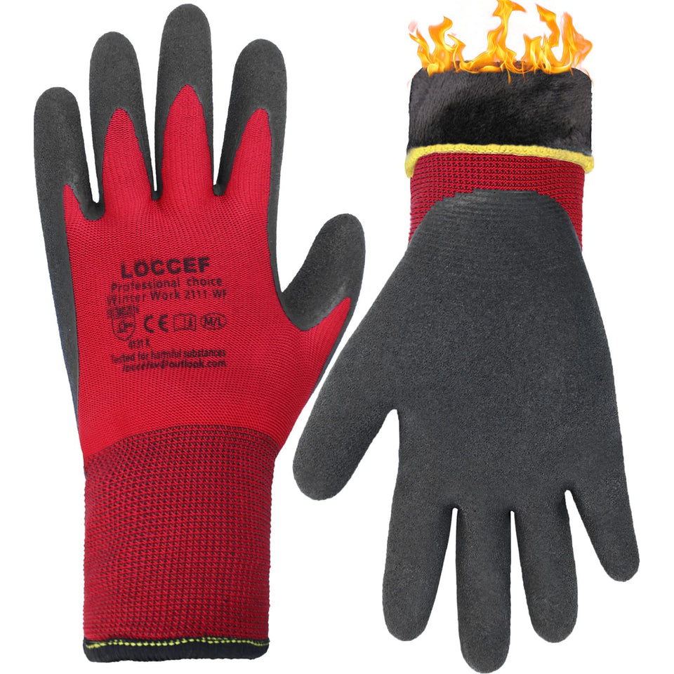 LOCCEF winter work gloves pair front view, ready for cold job sites