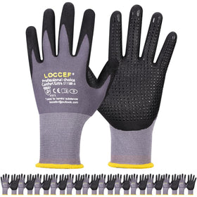 LOCCEF work gloves front view showing microfoam nitrile coating for secure grip.
