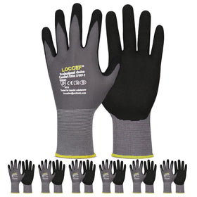 LOCCEF work gloves with micro-foam nitrile coating offer superior grip on oily surfaces