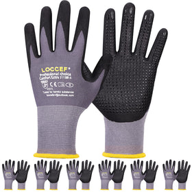 LOCCEF Work Glove with microfoam nitrile coating and dots on palm for secure grip.