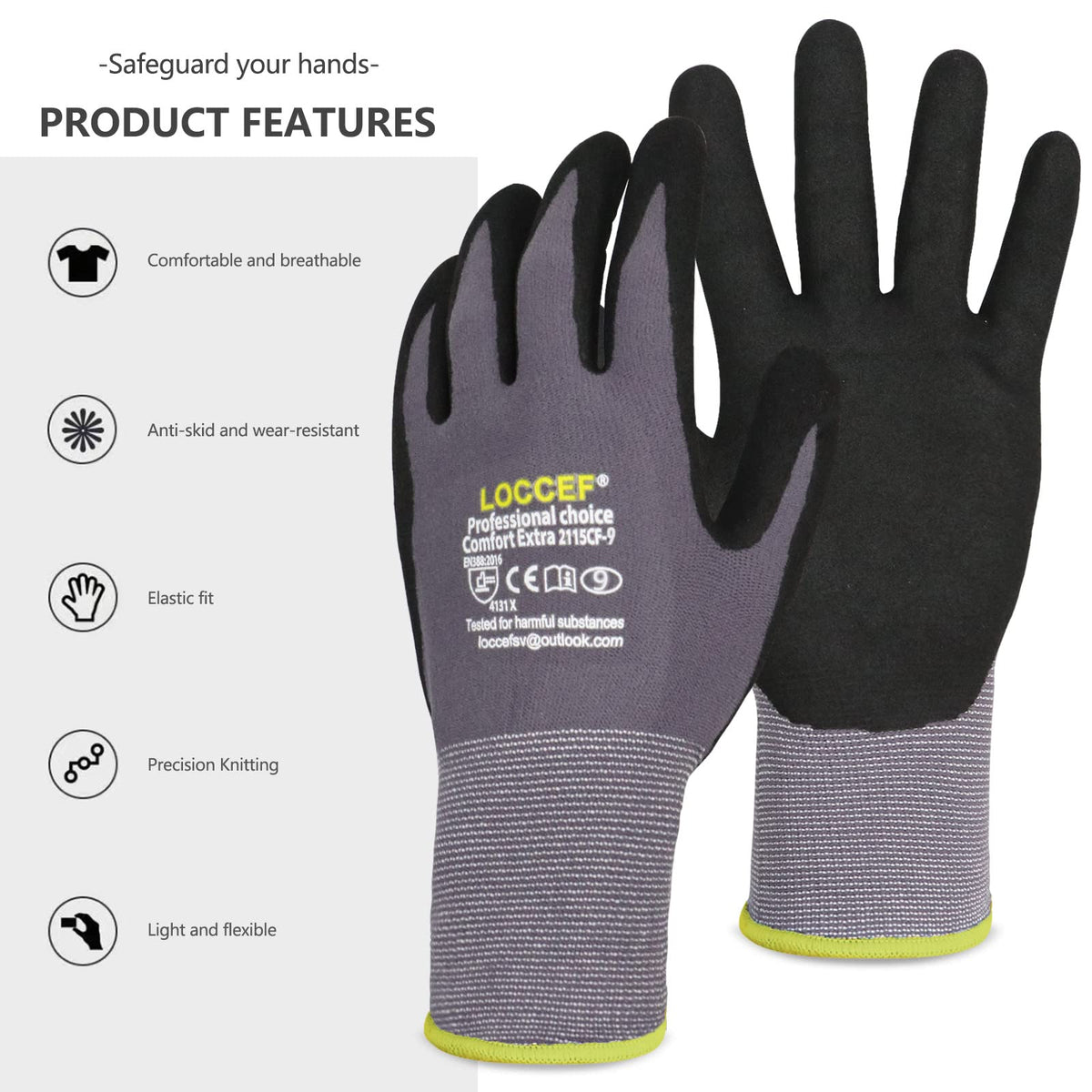 LOCCEF nitrile coating offers grip on light oils without sacrificing comfort.