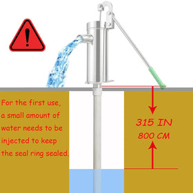 Deep-well setup with Locci stainless steel pump for reliable suction.