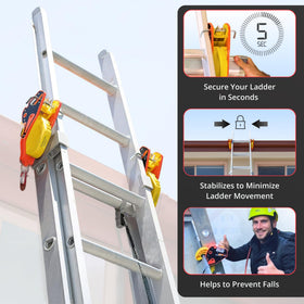 Lock Jaw Slide-Lock System secures ladder top for steady work.
