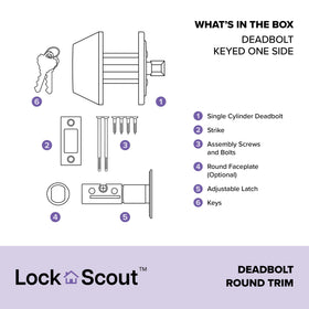 Lock Scout adjustable backset fits 60–70 mm on most doors.
