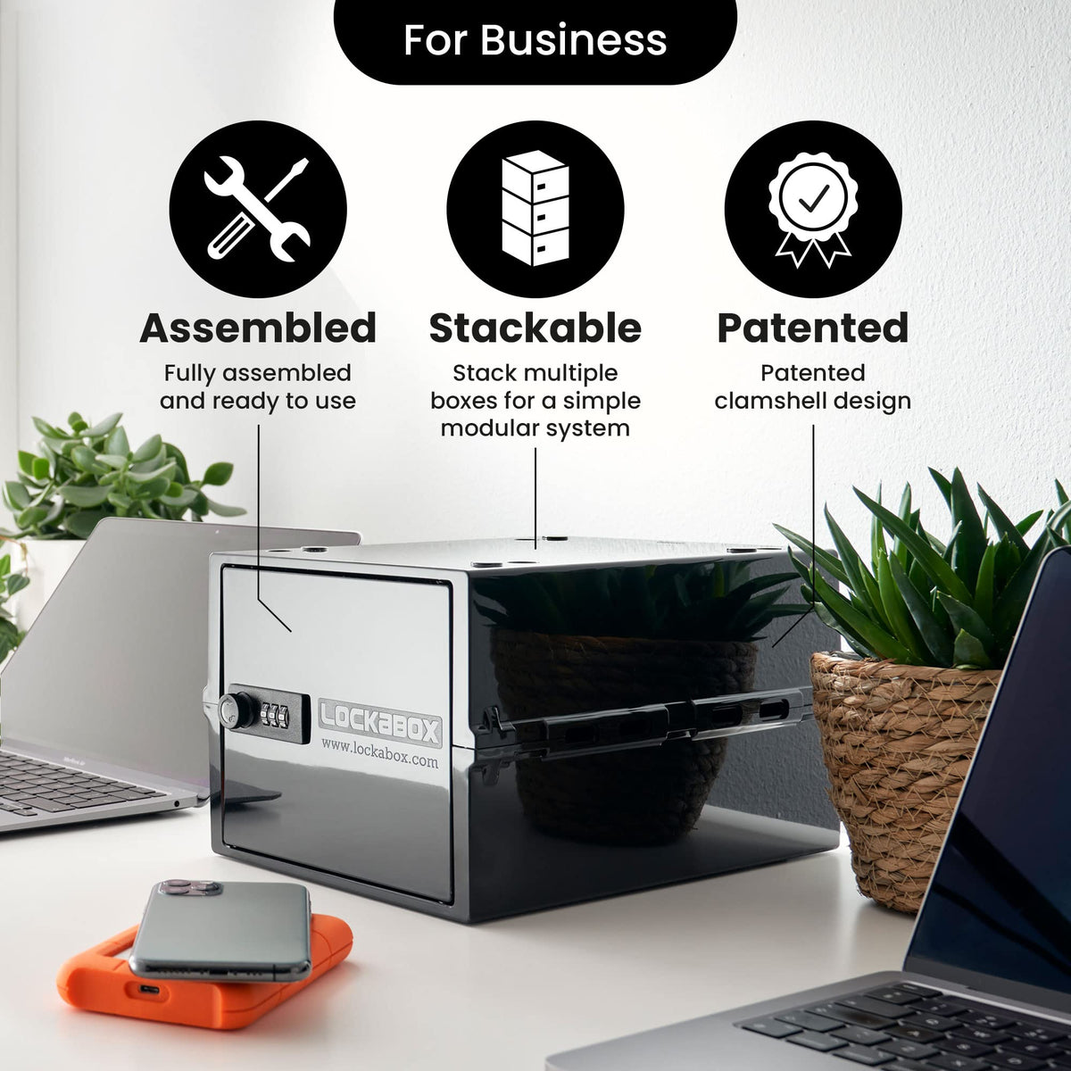 Lockabox One dorm or office setup illustrating compact, shared-space use