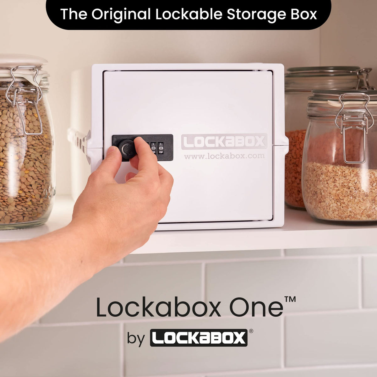 Lockabox One front view highlighting compact form for desks and shelves