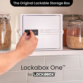 Lockabox One front view highlighting compact form for desks and shelves