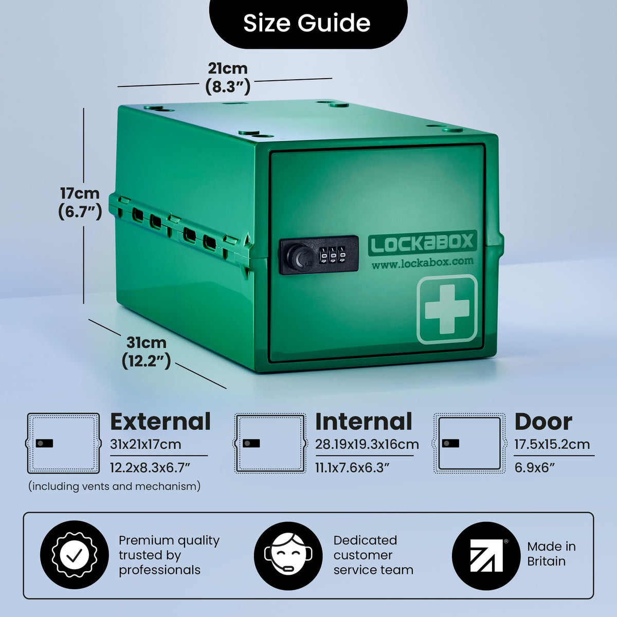 Lockabox One close up on polycarbonate body for durability and easy cleaning