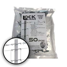 Lock Jawz T-Post spring wire clip close-up showing durable high-carbon steel.