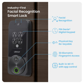 Lockly Visage with Apple Home Key unlocks via iPhone or Apple Watch.