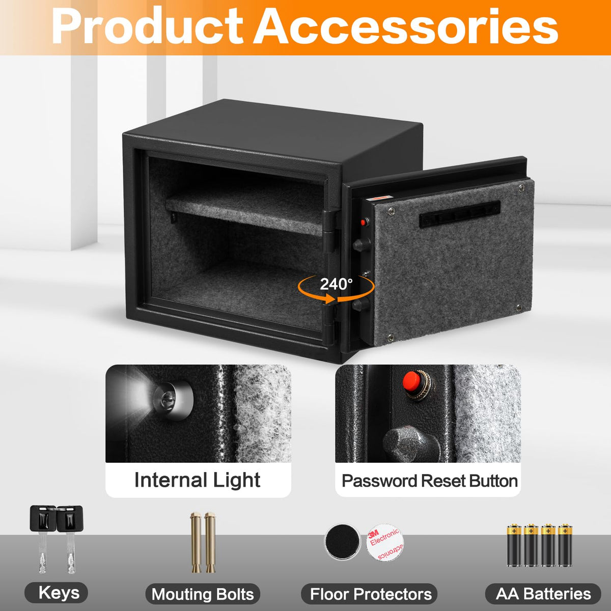 Locksworth mounting holes facilitate wall or shelf installation