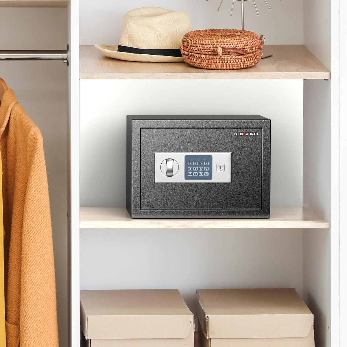 Locksworth safe bedside nightstand use keeps valuables within reach.