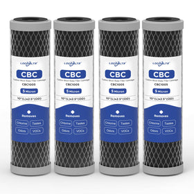 Locofiltr 5-micron carbon block filter pack for 10x2.5 inch housings improves water clarity.