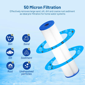 Locofiltr 10in filter with 50 micron rating improves appliance protection.