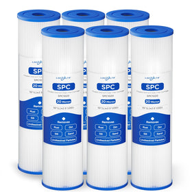 Locofiltr whole-house 20 micron pleated sediment filter in housing improves water clarity