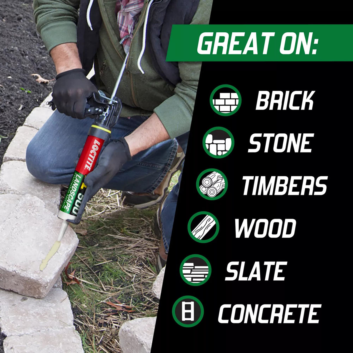 Bonding brick and stone with Loctite PL 500 outdoors